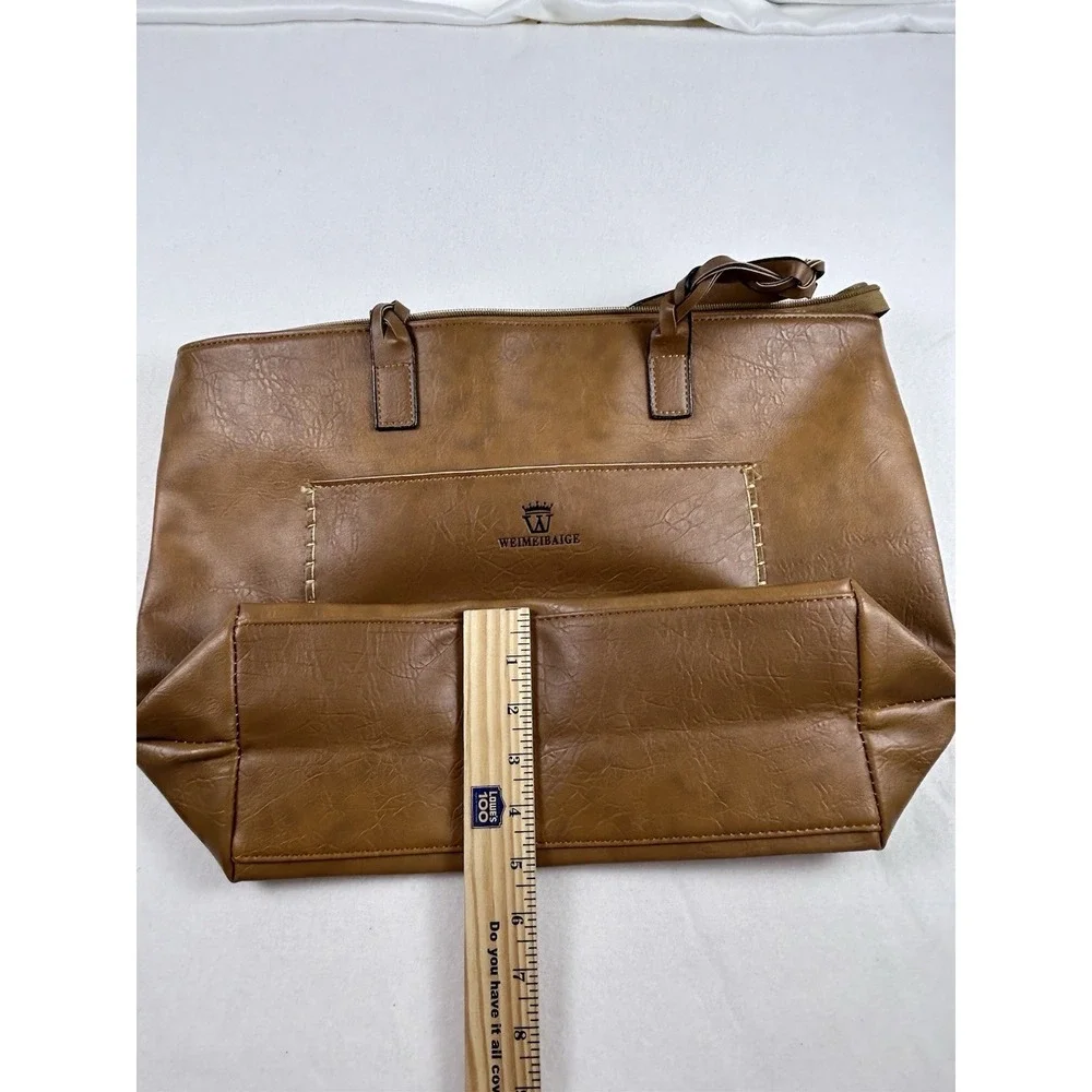 Weimeibaige Light Brown Over the Shoulder Tote Messenger Bag Purse Laptop